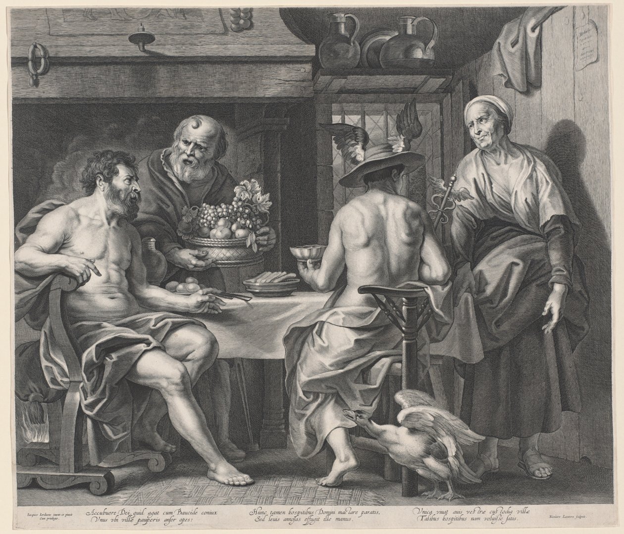 Jupiter and Mercury Entertained by Philemon and Baucis by Nicolaes Lauwers, after Jacob Jordaens