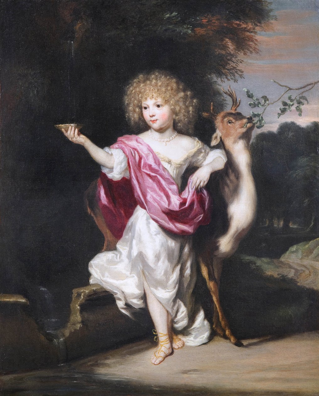 Portrait of a Girl with a Deer by Nicolaes Maes
