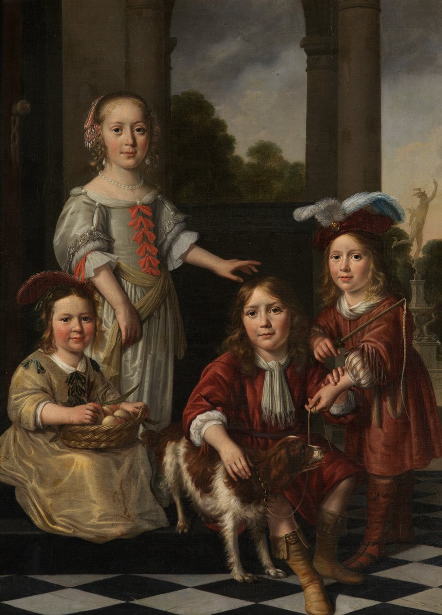 Portrait of four children by Nicolaes Maes