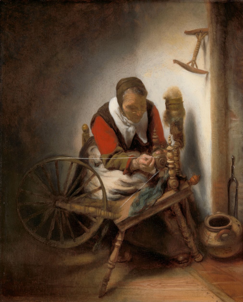 The Spinner, a Niddy-noddy Hanging on the Wall by Nicolaes Maes