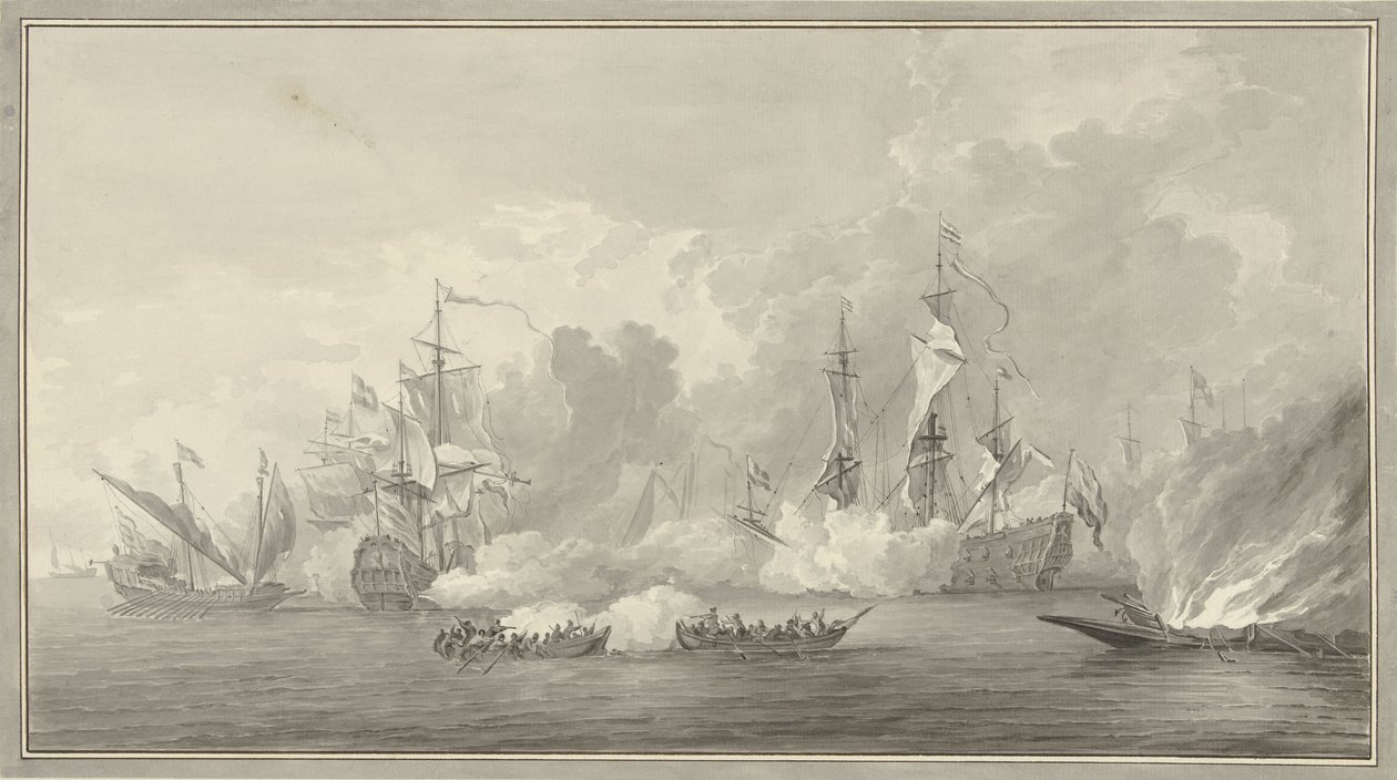 Naval Battle, Possibly at Kijkduin on August 21, 1673 by Nicolaes Muys