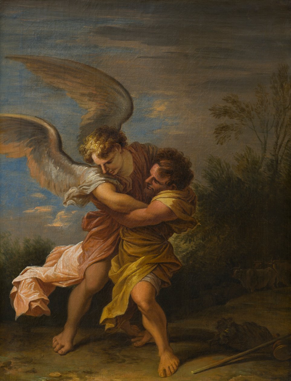 Jacob Wrestling with the Angel by Nicolaes Pietersz (attr.to) Berchem
