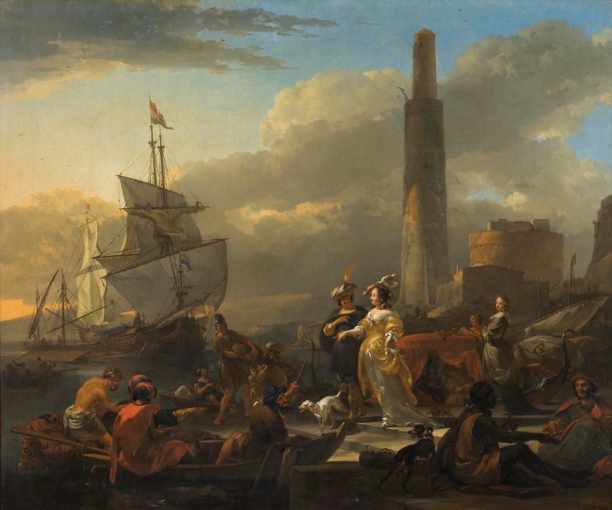A Harbour Scene by Nicolaes Pietersz. Berchem
