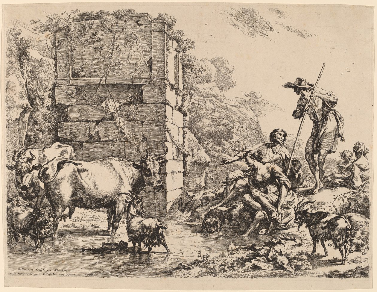 Cow Drinking by Nicolaes Pietersz Berchem