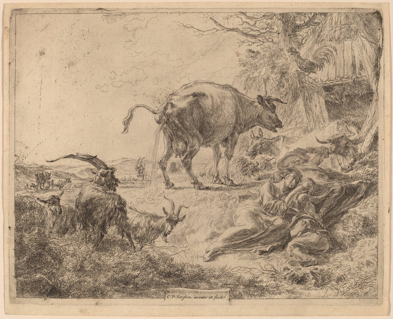 Cow Pissing by Nicolaes Pietersz Berchem