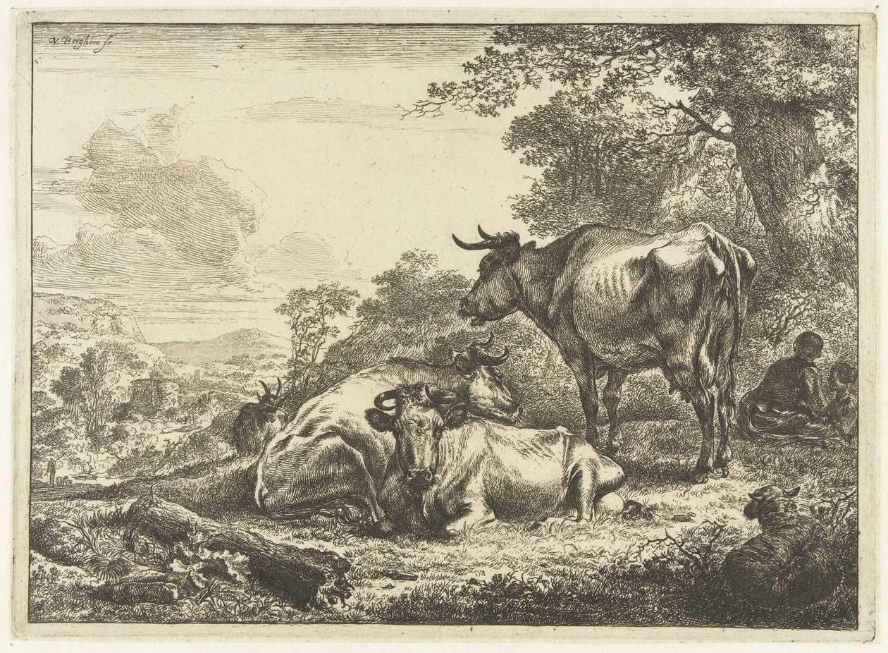 Three Resting Cows by Nicolaes Pietersz Berchem