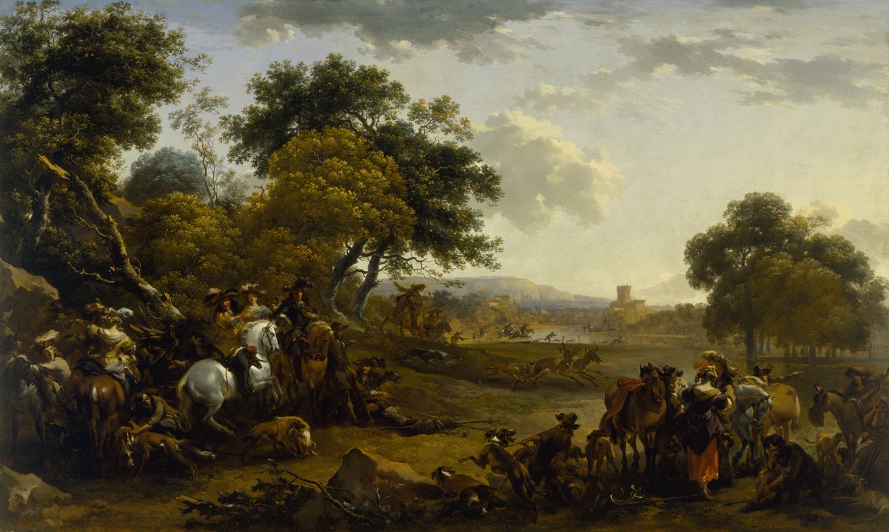 Landscape with Hunters by Nicolaes Pietersz. Berchem