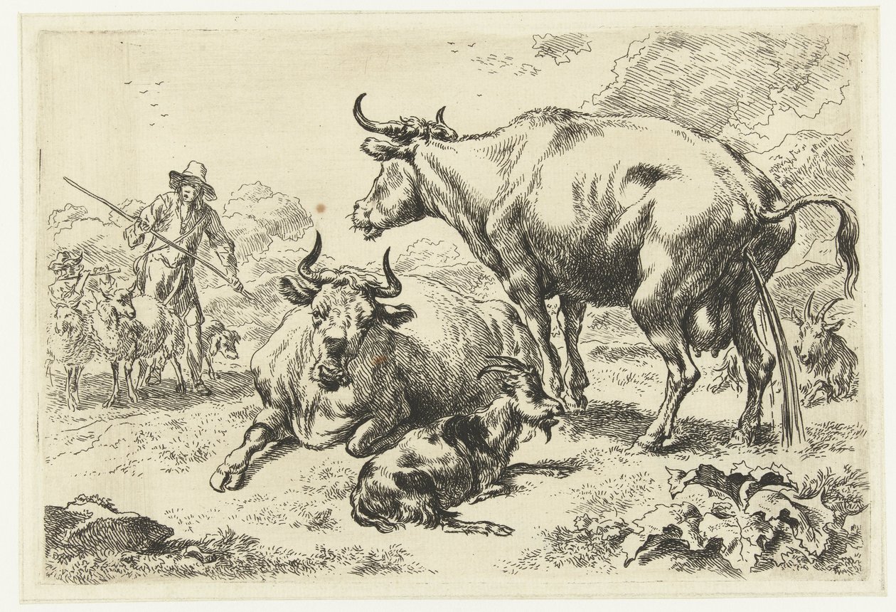 Lying and Pissing Cow by Nicolaes Pietersz Berchem