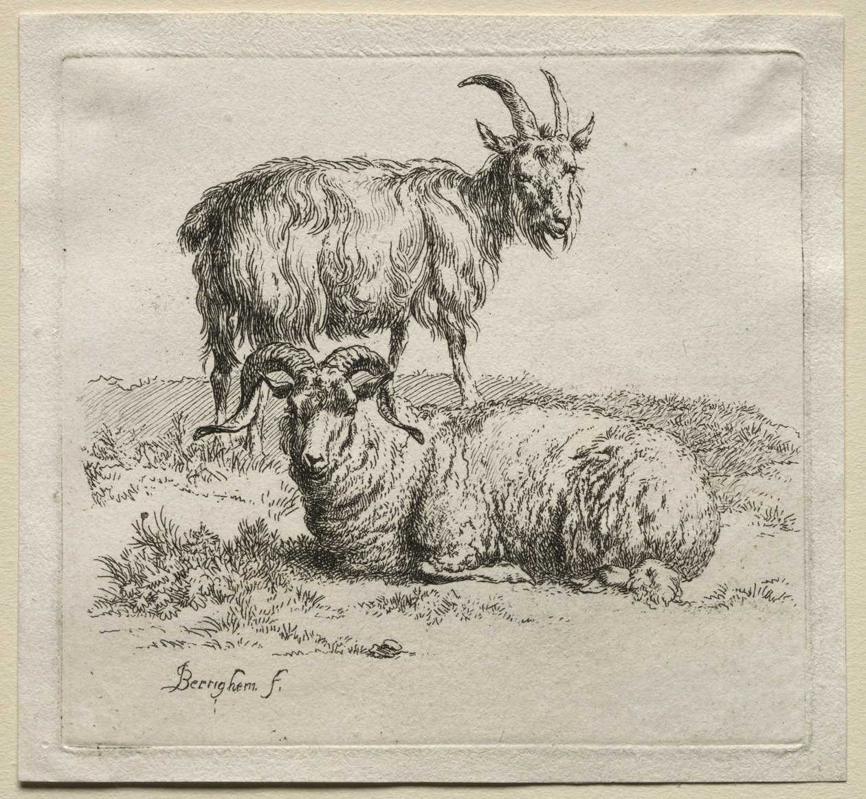 Ram and Goat by Nicolaes Pietersz. Berchem