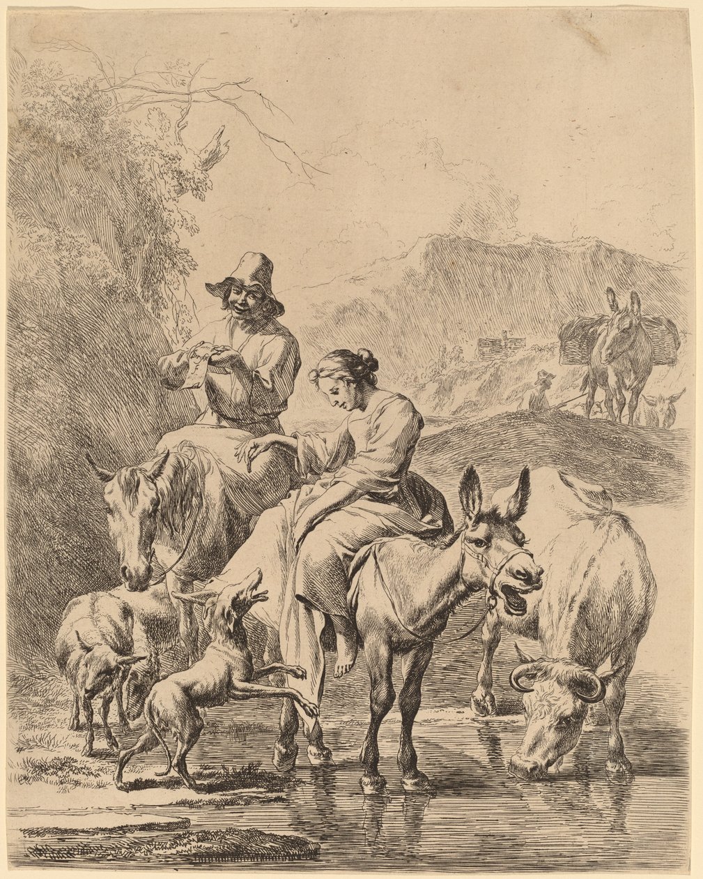 Shepherdess on a Donkey by Nicolaes Pietersz Berchem