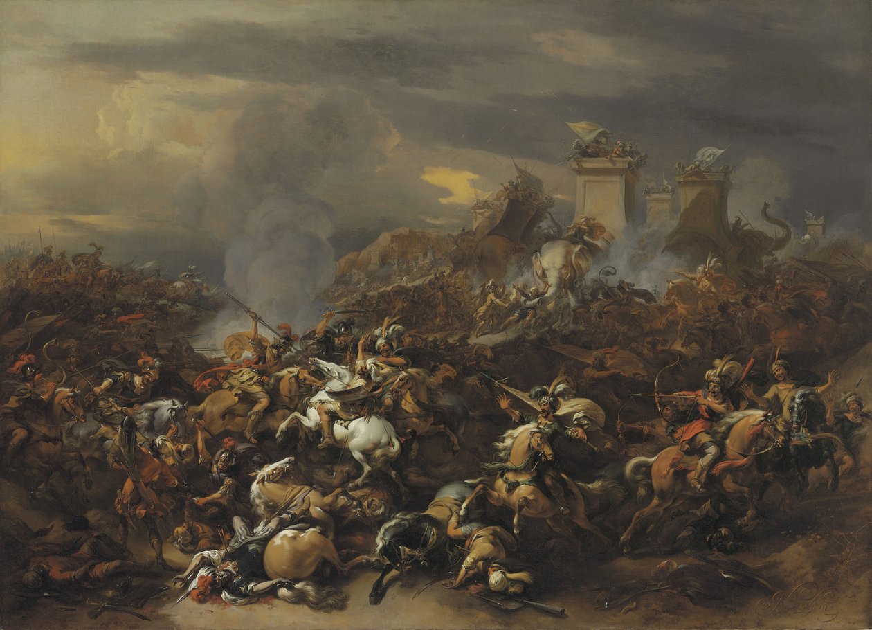 The Battle by Alexander the Great against the king Porus by Nicolaes Pietersz. Berchem