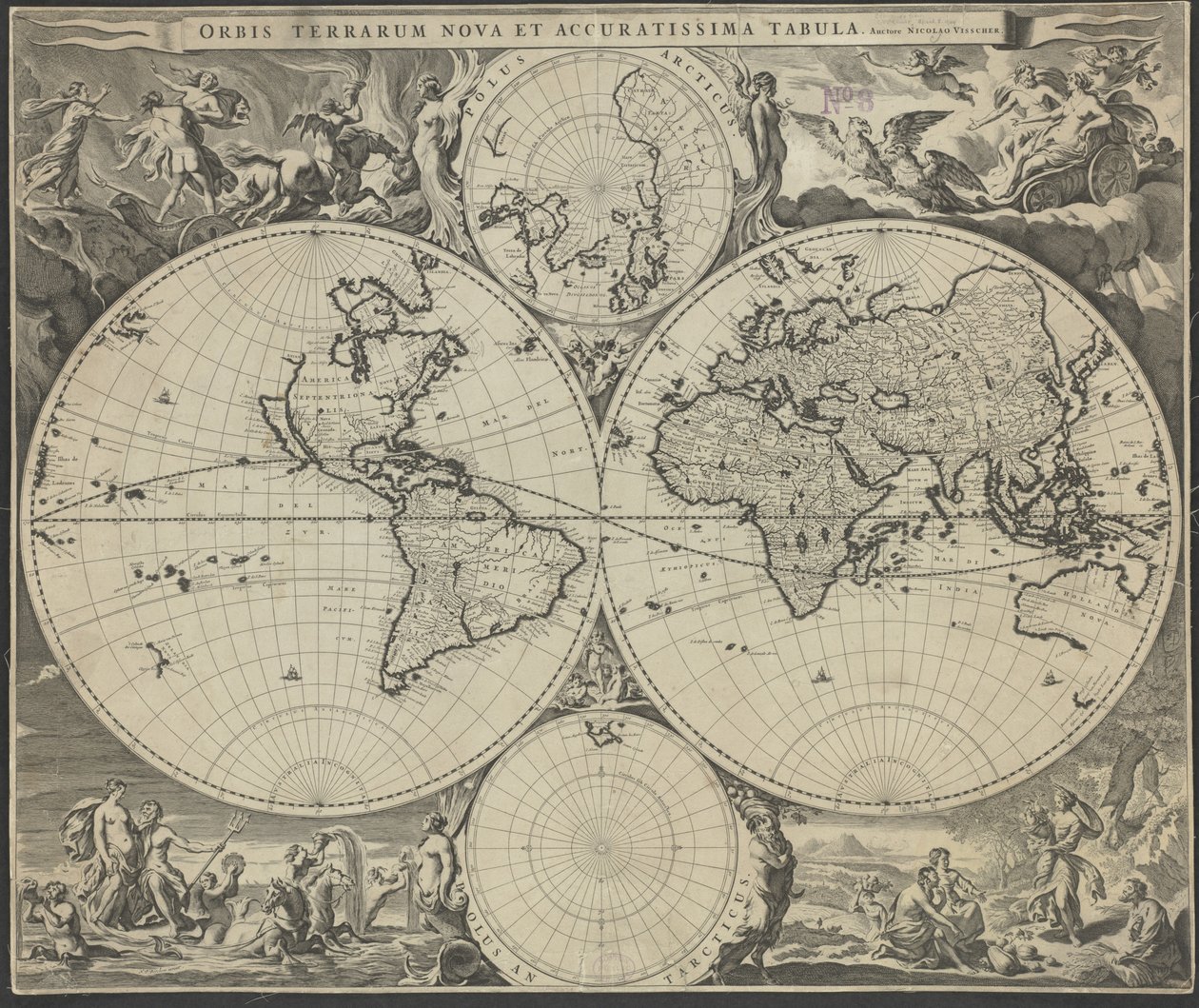 Orbis Terrarum Nova et Accuratissima Tabula by Nicolaes Visscher