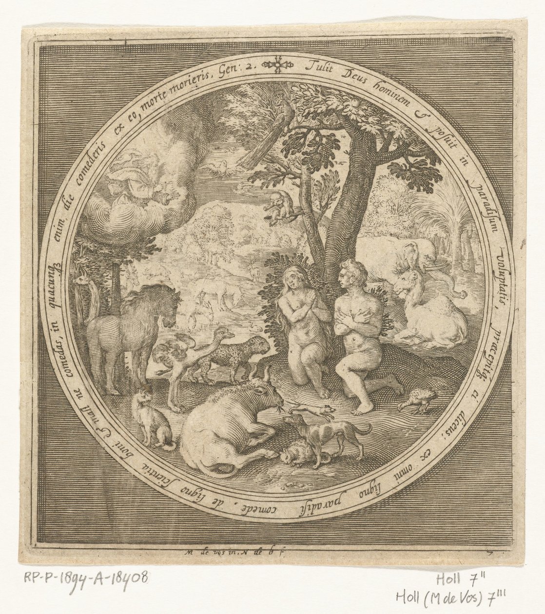 Adam and Eve in Paradise by Nicolaes de Bruyn