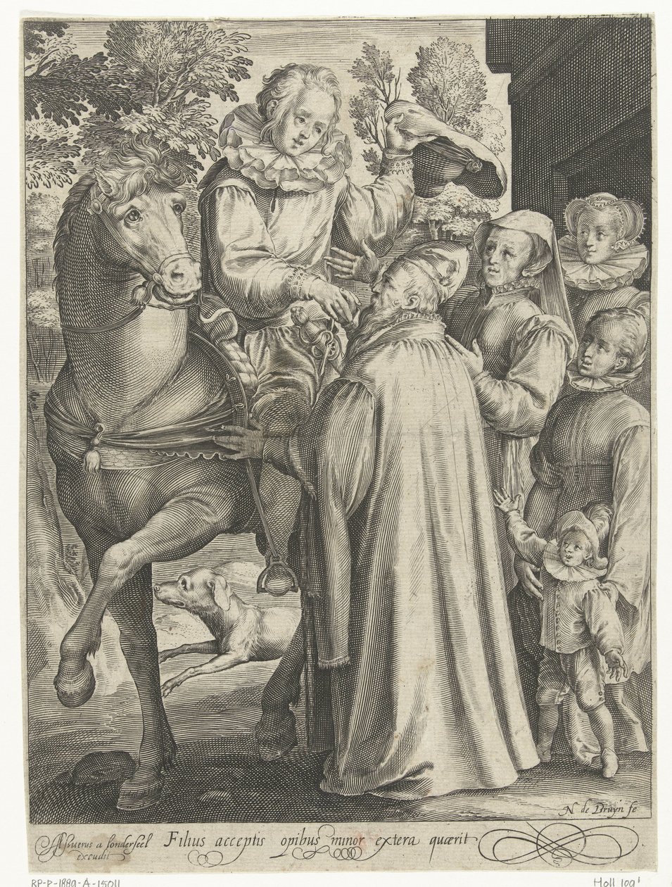 The Prodigal Son Receives His Inheritance and Sets Out on a Journey (series title: Story of the Prodigal Son) by Nicolaes de Bruyn