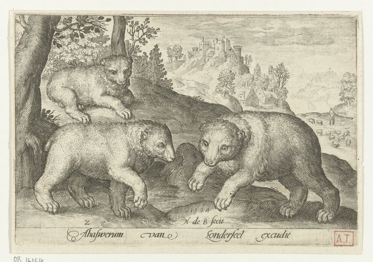 Three Bears (Animals in Landscapes) by Nicolaes de Bruyn