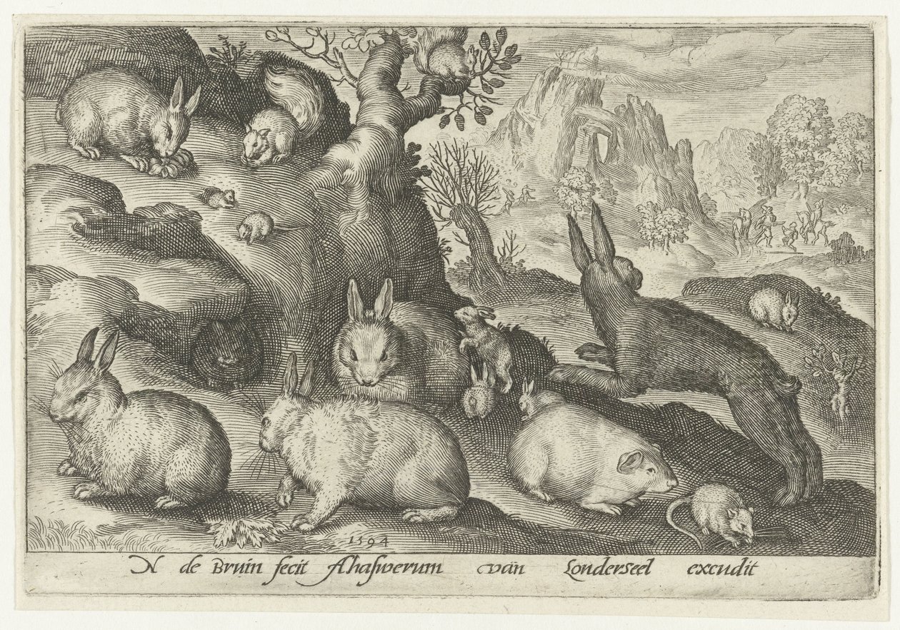 Rabbits, Squirrel, Guinea Pig, and Mouse by Nicolaes de Bruyn