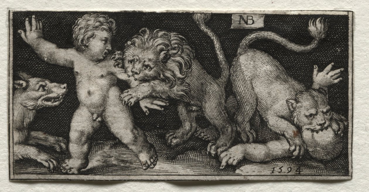 Lions Attacking Children, 1594 by Nicolaes de Bruyn