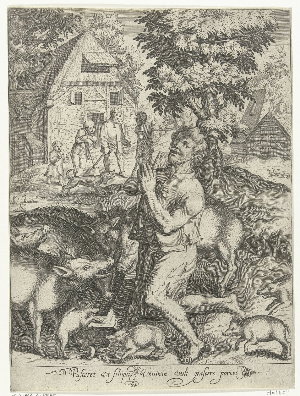 Prodigal Son as Swineherd (Series: Story of the Prodigal Son) by Nicolaes de Bruyn