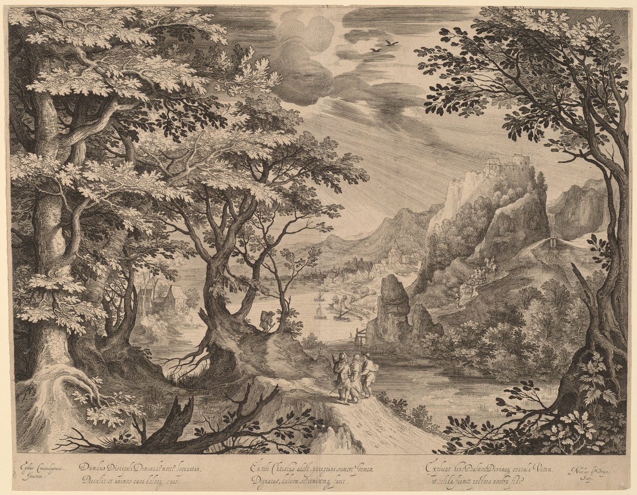 The Disciples on the Way to Emmaus by Nicolaes de Bruyn, after Gillis van Coninxloo III
