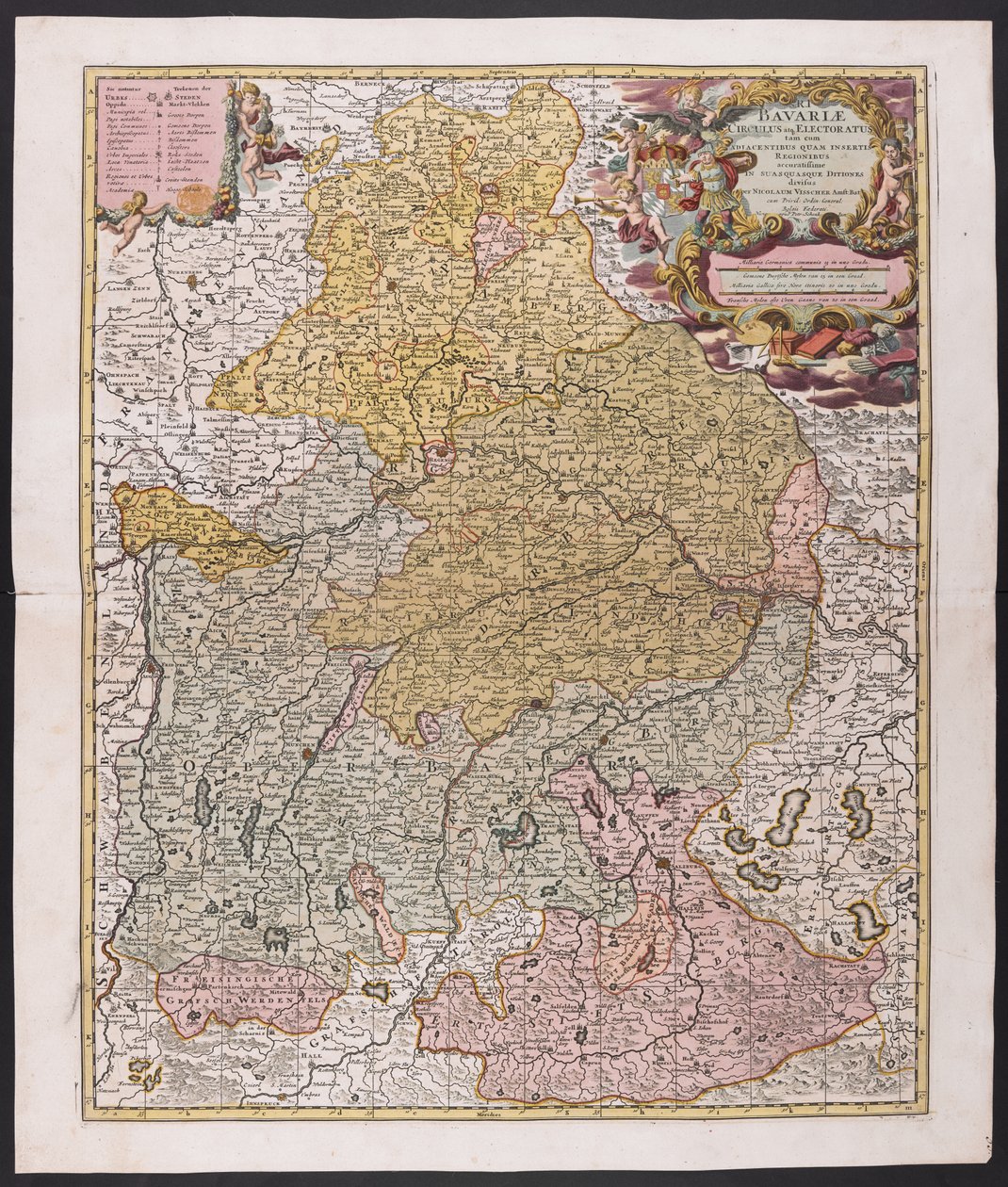 Map of Bavaria, Nicolaes Visscher, cartographer, Around 1730 by Nicolaes the Elder (after) Visscher