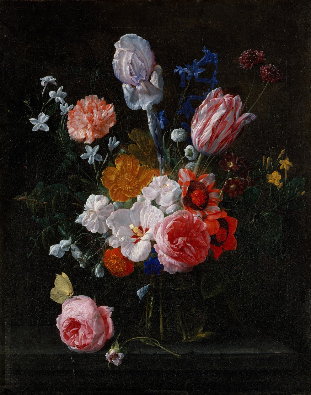 A Bouquet of Flowers in a Crystal Vase by Nicolaes van Veerendael