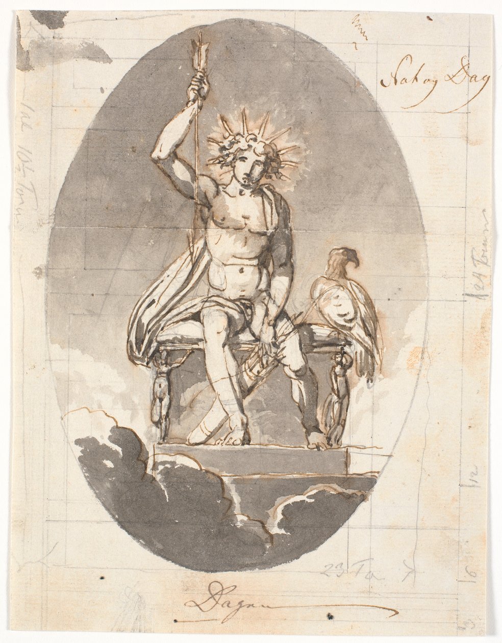 Day, Seated Man with Radiant Halo and Arrows by Nicolai Abildgaard