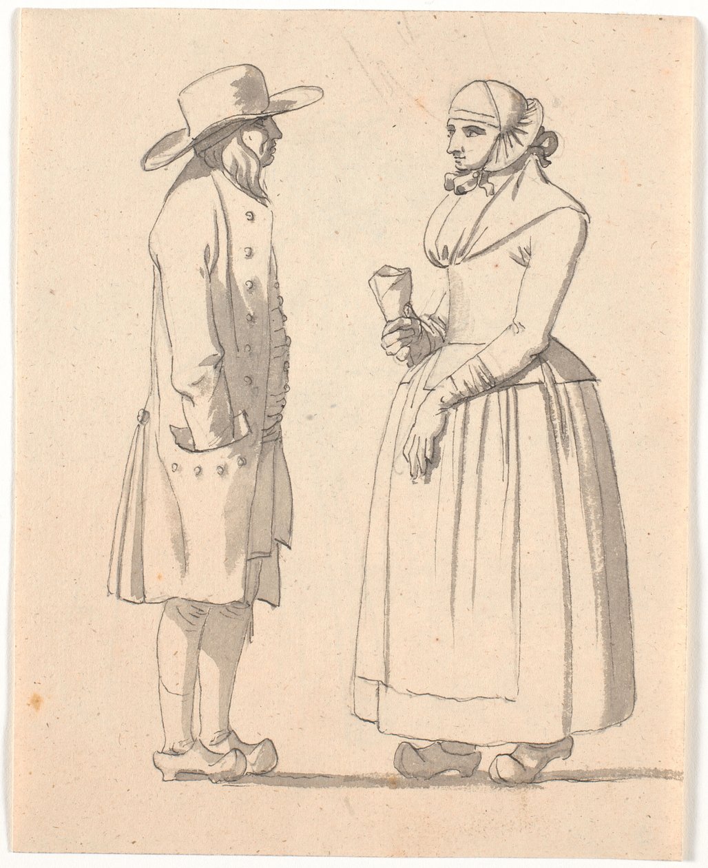 A Peasant Man and Woman Standing Opposite Each Other by Nicolai Abildgaard