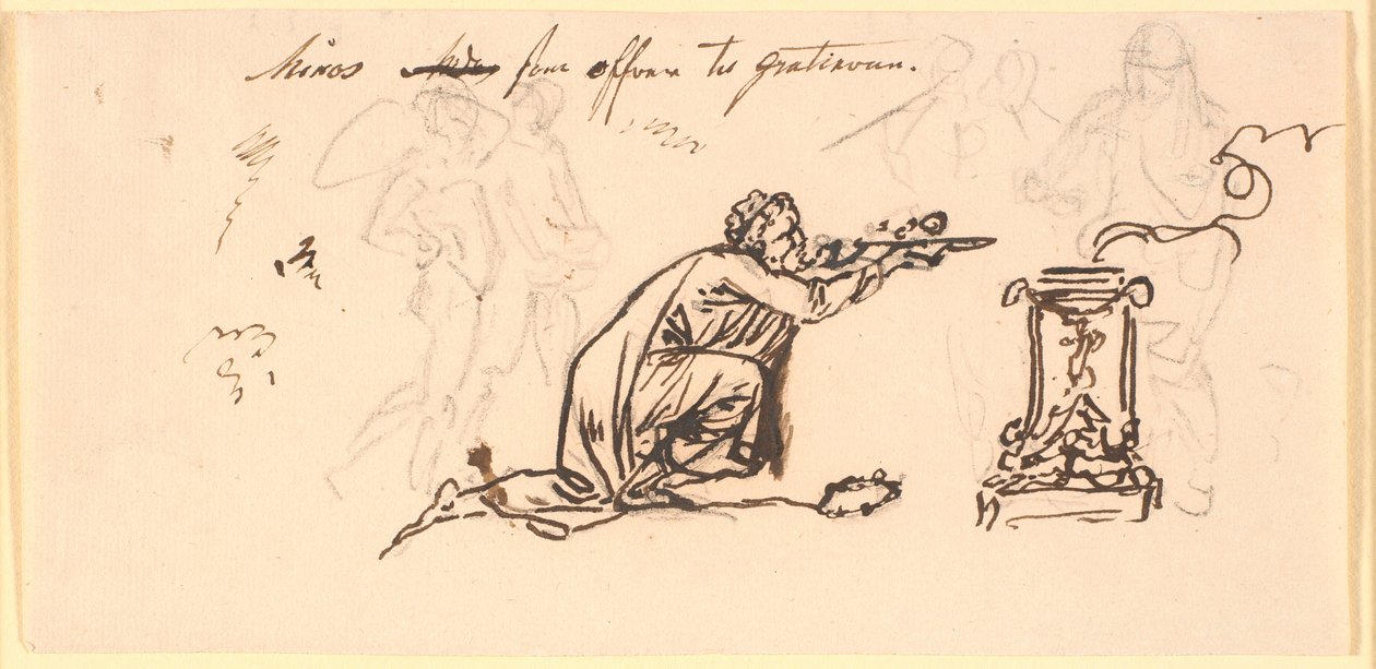 An Old Man Kneeling Before an Altar by Nicolai Abildgaard
