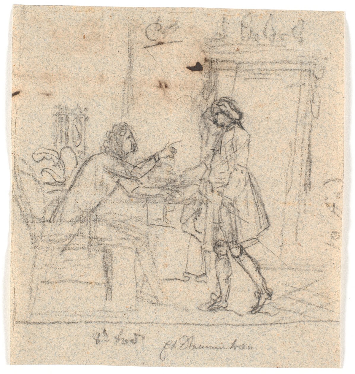 A Seated and a Standing Gentleman in Conversation by Nicolai Abildgaard