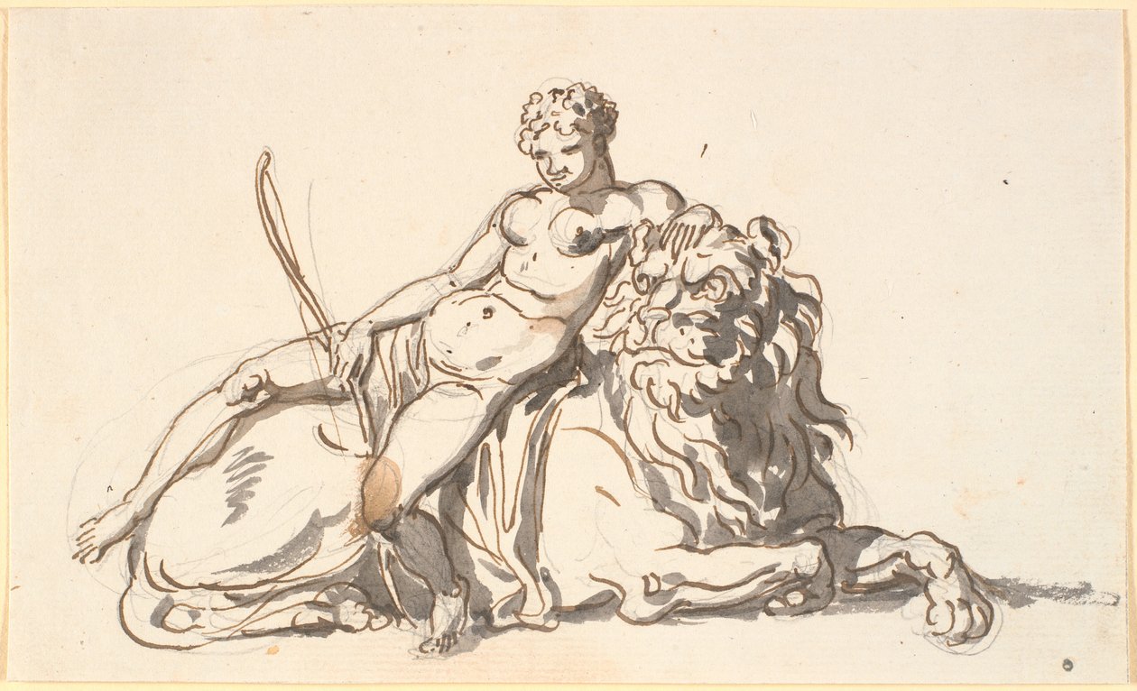 A Black Woman Resting on a Lion. Allegory of Africa by Nicolai Abildgaard