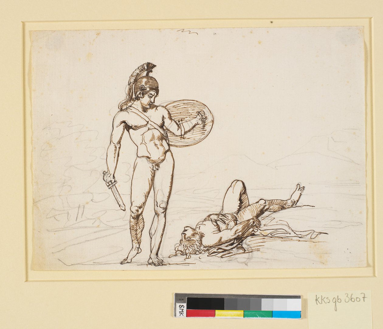 Greek Battle Scene, a Naked Hero Observes His Fallen Opponent by Nicolai Abildgaard