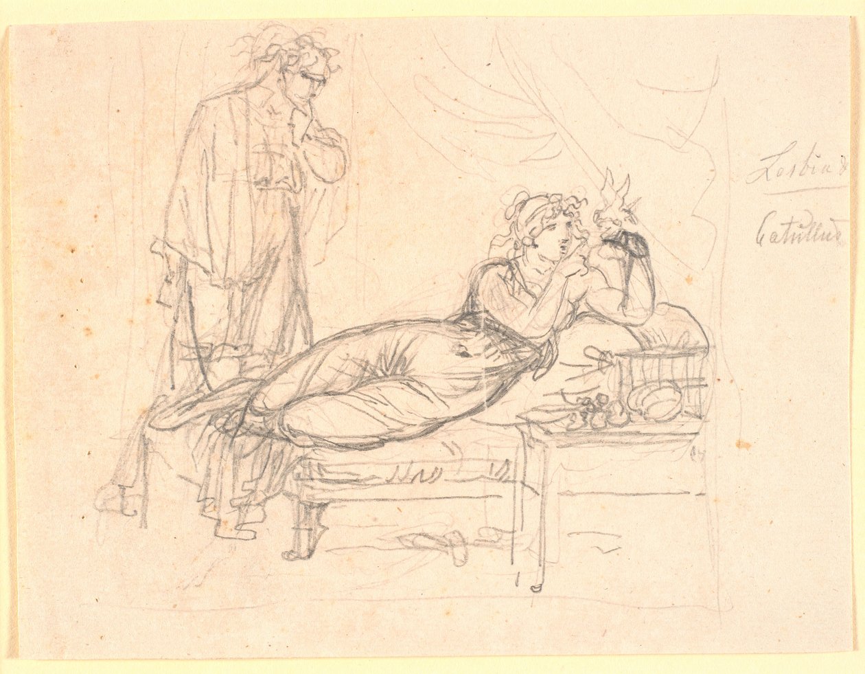 Lesbia and Catullus. Lesbia Lying, Holding a Bird in Her Left Hand ...