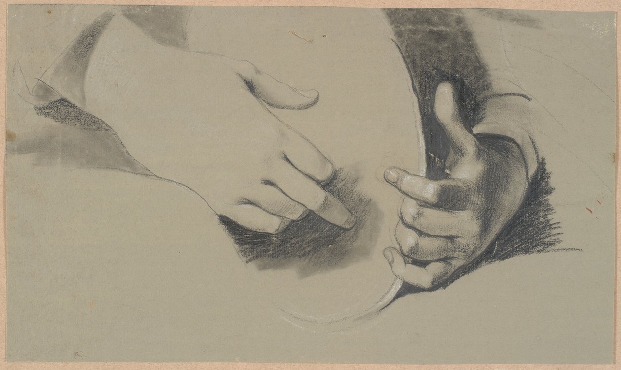 Study of Two Hands Holding an Oval Object (a Mirror or a Crown?) by Nicolai Abildgaard