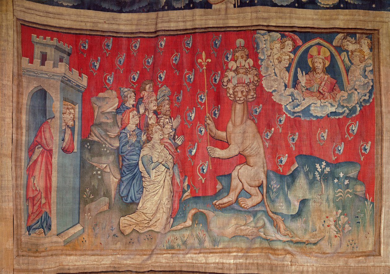 Adoration of the Beast, from the Apocalypse Tapestry of Angers, 1373-87 by Nicolas Bataille