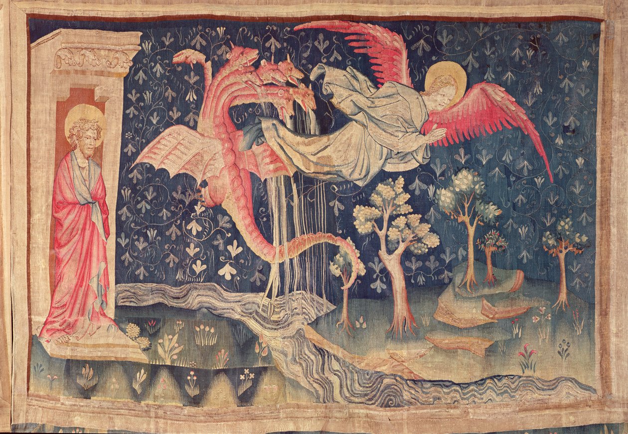 The Dragon pursuing the woman, from the Apocalypse Tapestry of Angers, 1373-87 by Nicolas Bataille