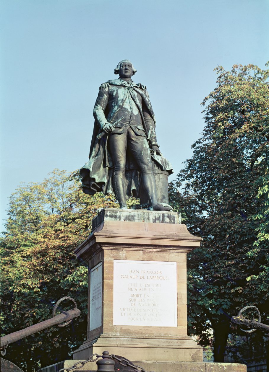 Statue of Jean Francois de Galaup, Count of La Perouse in Place Laperouse by Nicolas Bernard Raggi