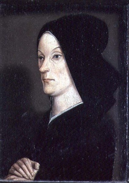 The Matheron Diptych: Portrait of Jeanne de Laval, Second Wife of Rene I the Good by Nicolas Froment