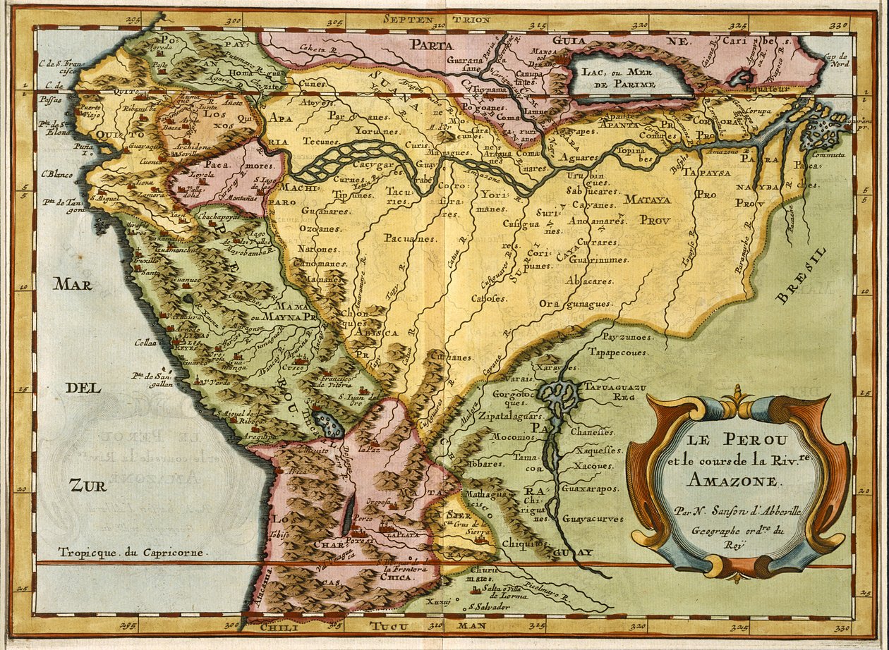 Map of the Amazon Basin, 1680 by Nicolas Sanson