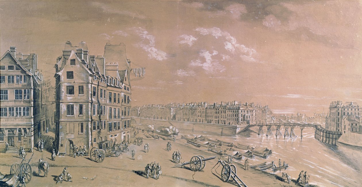 The Ile Saint-Louis and the corn docks from the Place de Greve, c.1757 by Nicolas Raguenet