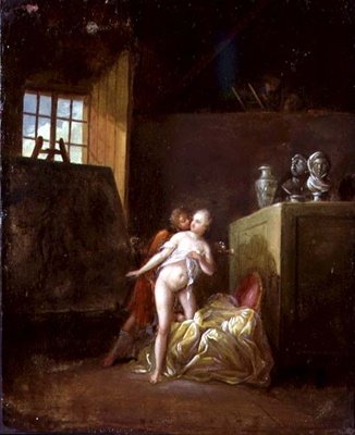 An Artist and His Model in a Studio by Nicolas (attr. to) Levreince
