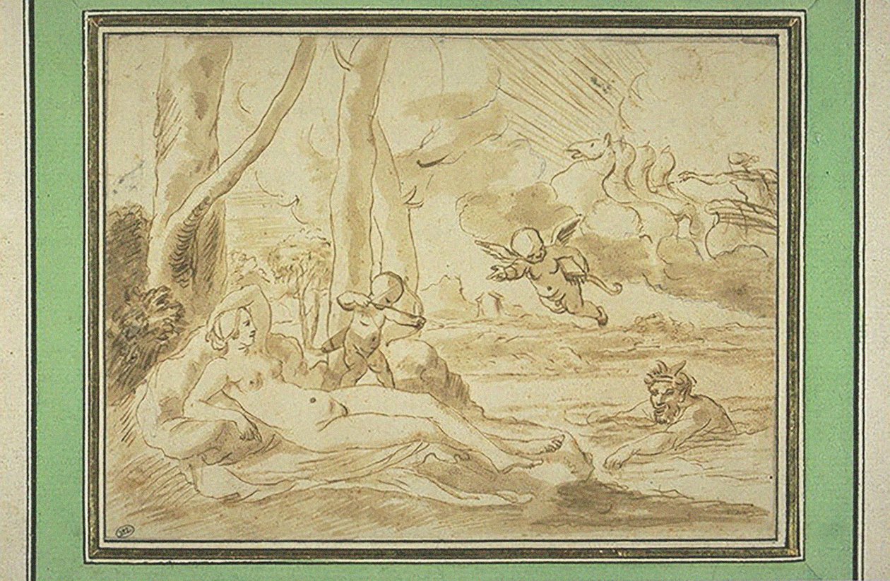 Jupiter and Antiope by Nicolas (attr.to) Poussin