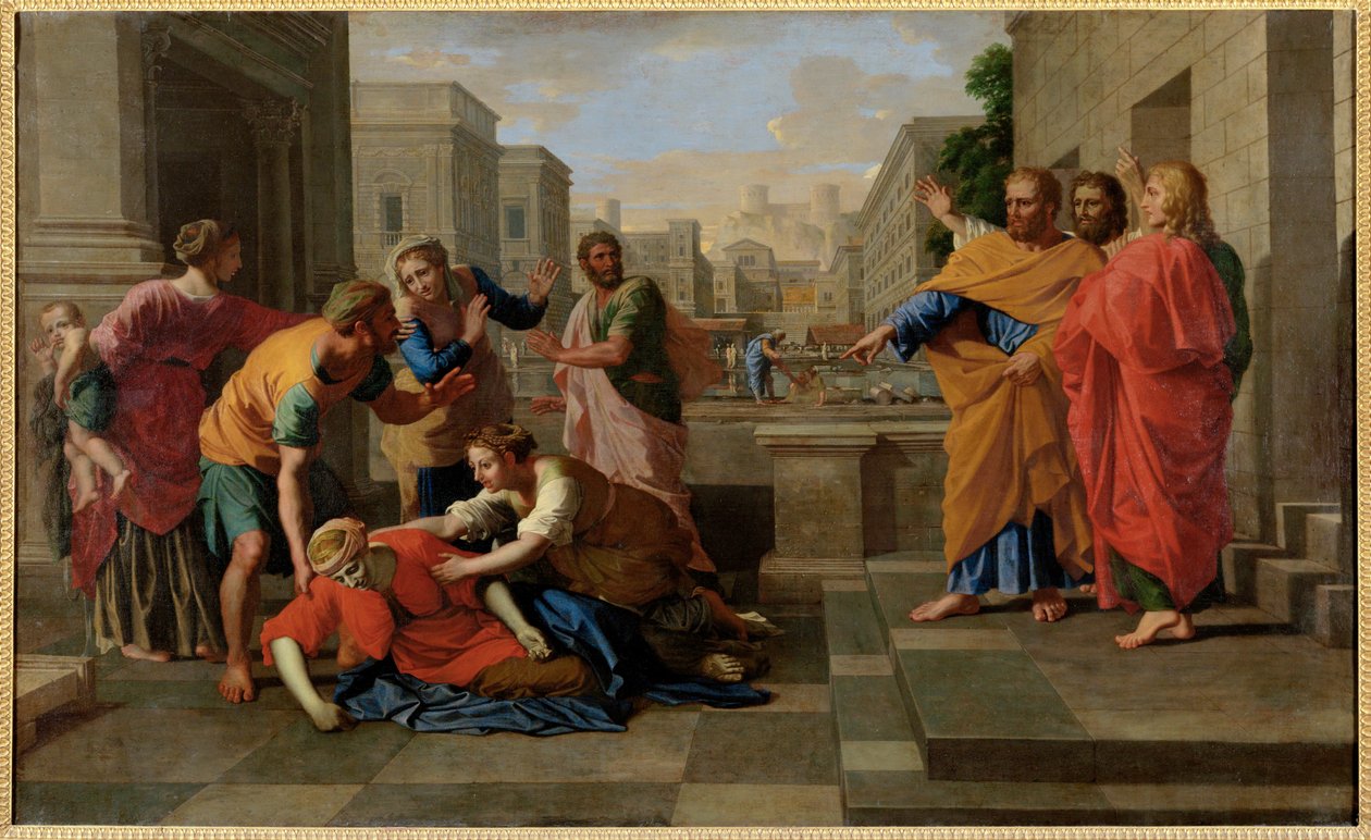 The Death of Saphire by Nicolas (attr.to) Poussin