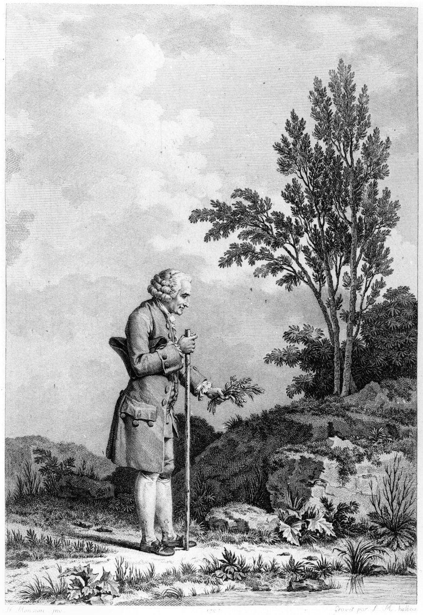 Jean-Jacques Rousseau Gathering Herbs at Ermenonville, Engraved by Louis Michel Halbou by Nicolas Andre Monsiau