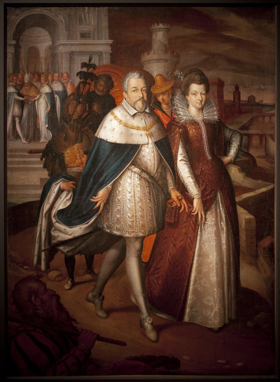 Portrait of Francois I de Medicis (1541-1587), Grand Duke of Tuscany and His Daughter Marie de Medicis (1575-1642), Future Queen of France. The Duke Has the Necklace of the Order of the Golden Fleece. Painting by Nicolas Bollery (died 1630), Oil on Canvas by Nicolas Baullery