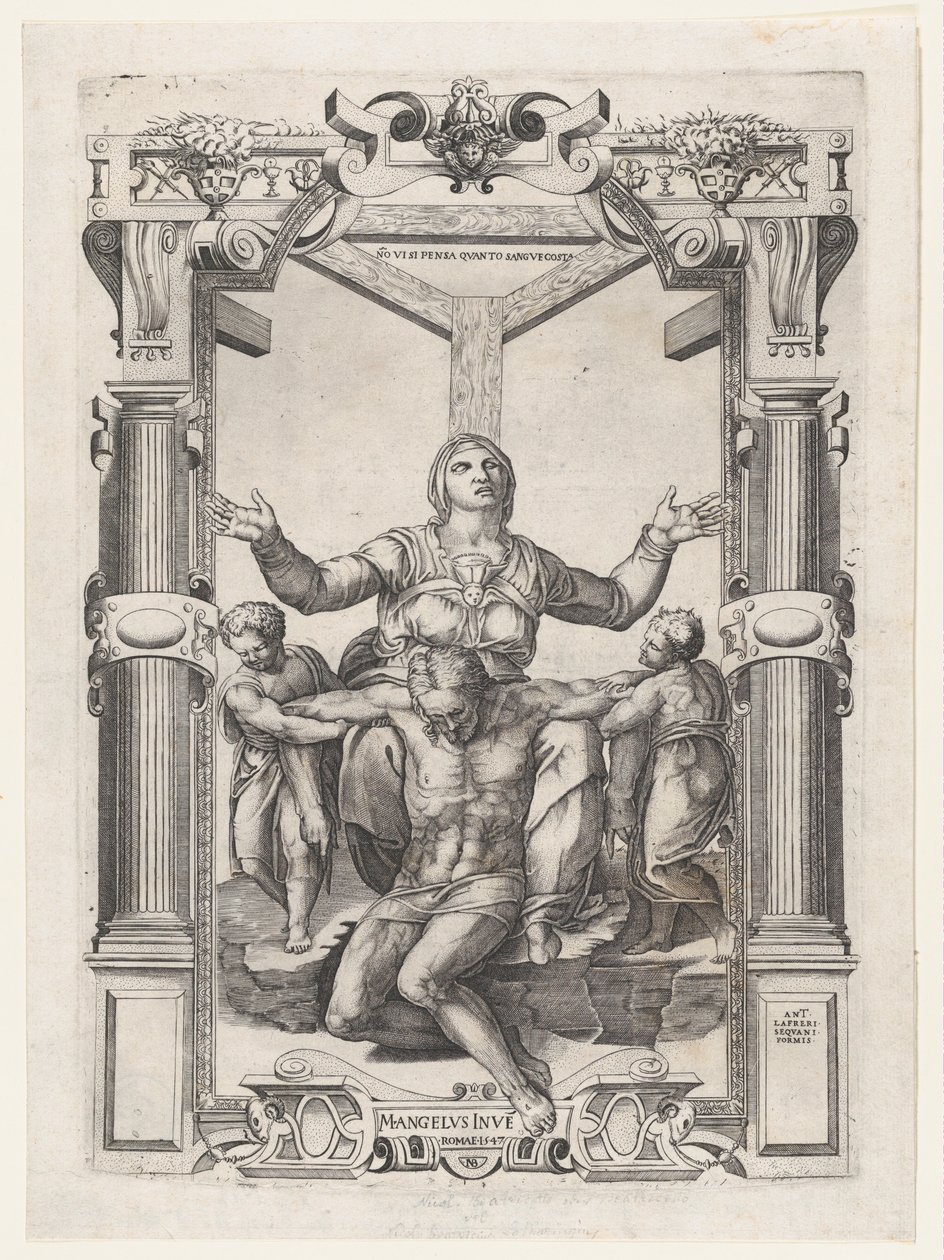 Pietà with Angels in Front of the Cross by Nicolas Beatrizet