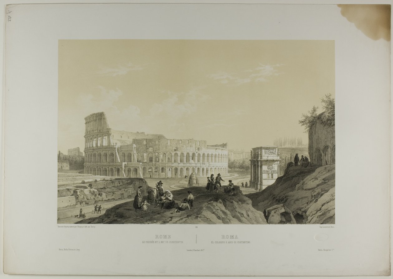Rome: The Coliseum and the Arch of Constantine, plate 38 from Monumental and Picturesque Italy by Nicolas Chapuy