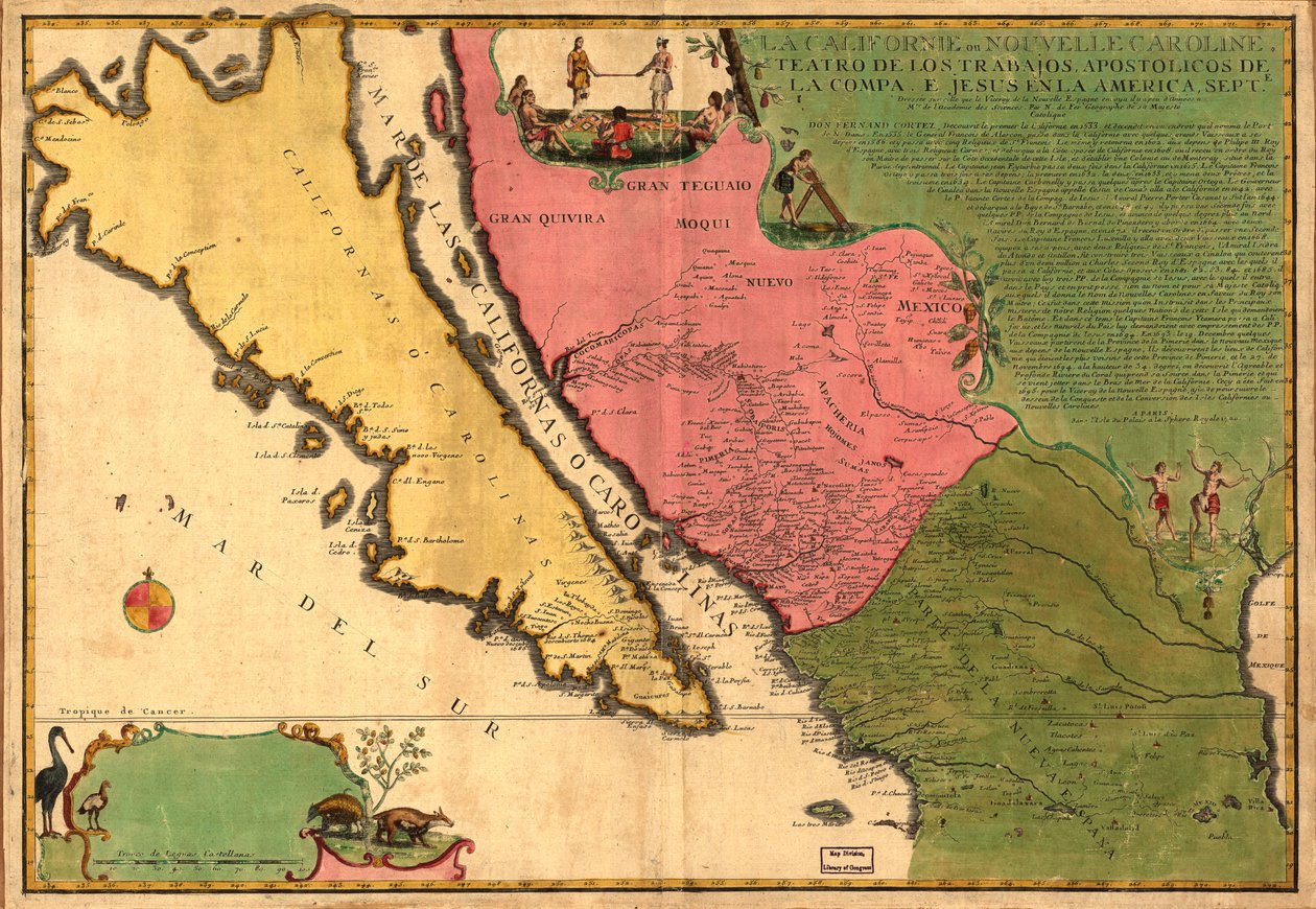 California or New Carolina - Theater of the Works, Apostles of the Society of Jesus in North America by Nicolas de Fer