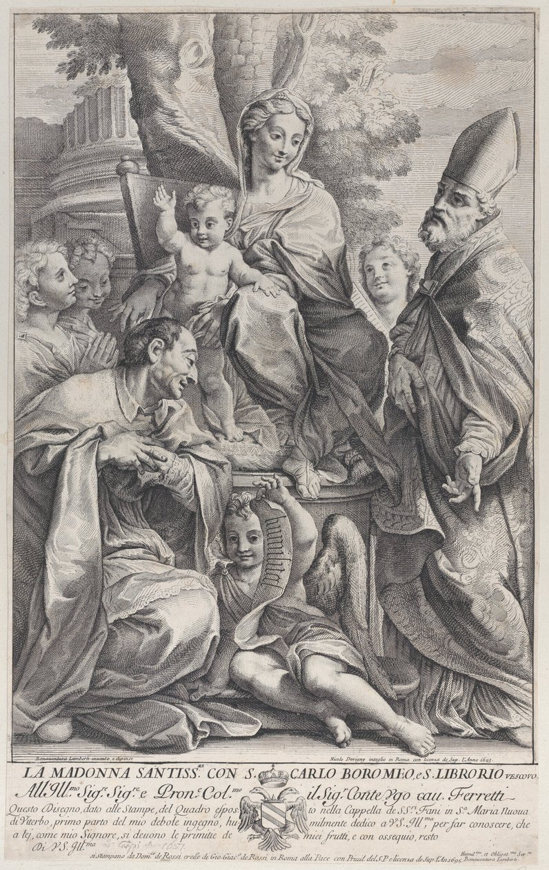 Virgin and Child with Saint Liborius and Carlo Borromeo by Nicolas Dorigny