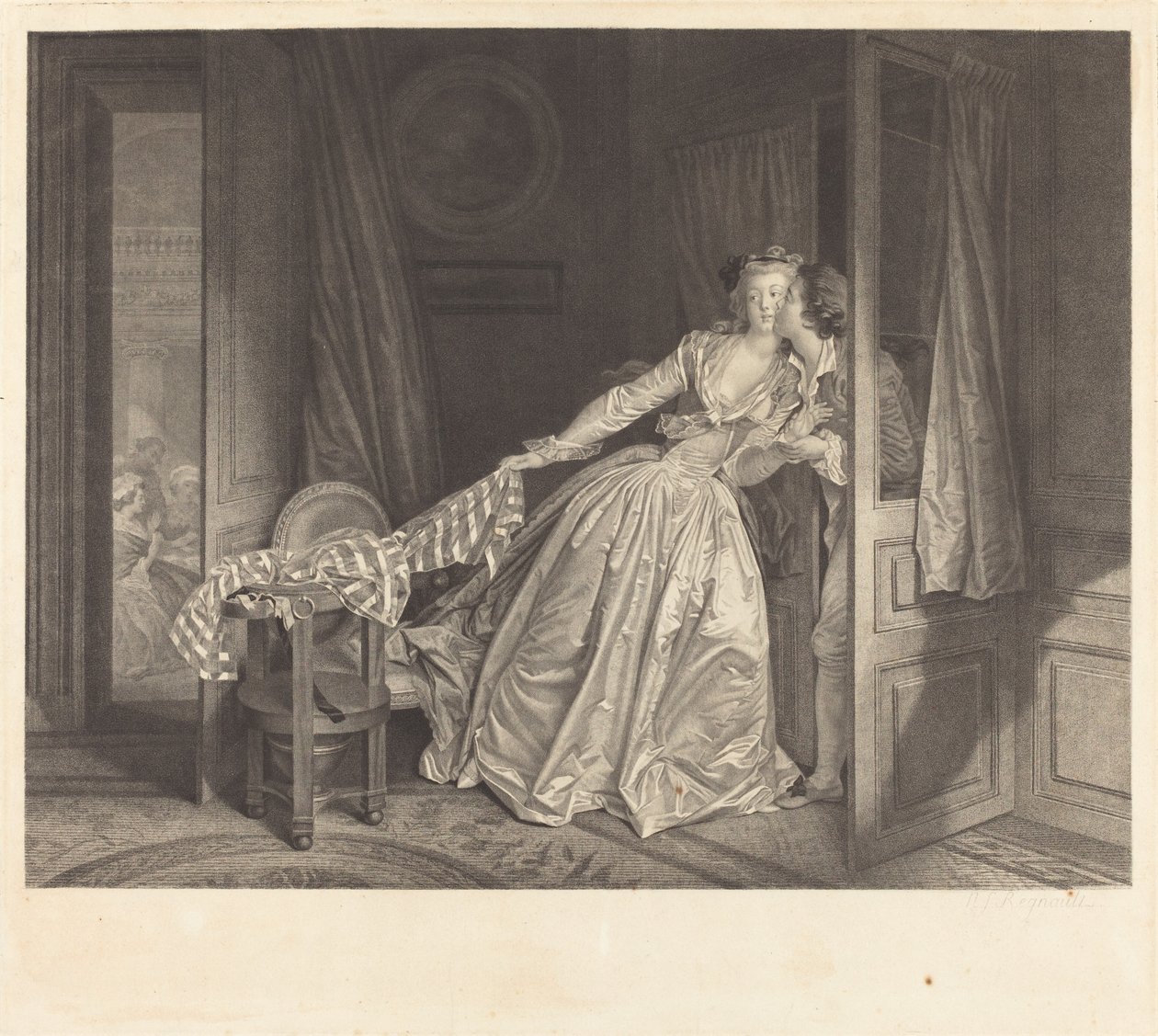 The Stolen Kiss by Nicolas François Regnault after Jean Honoré Fragonard