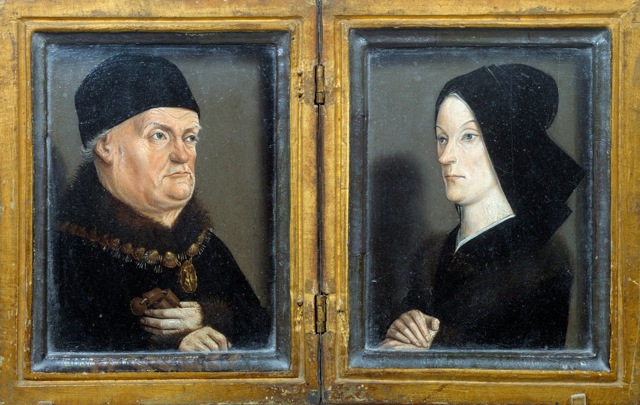 Diptych of the Matheron: Portraits of Rene, Duke of Anjou, and His Wife Jeanne de Laval by Nicolas Froment